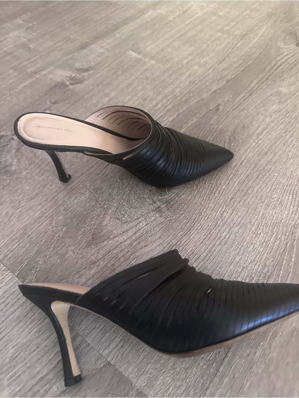 Black Pointed Heel Mules - Women